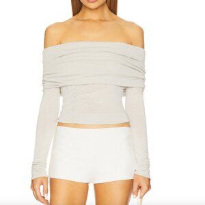NEW ALOHAS Emica Top in Gray Long Sleeve Off Shoulder Sweater Shirt Medium M